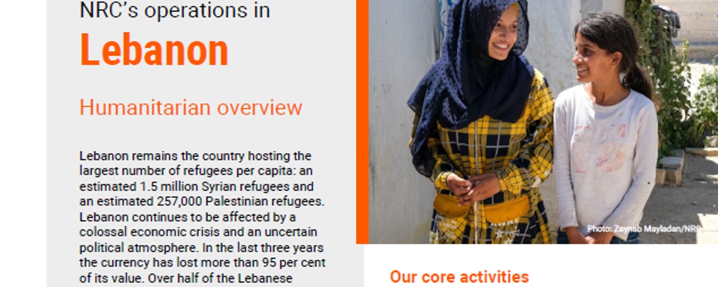 Fact sheet: NRC in Lebanon 2024