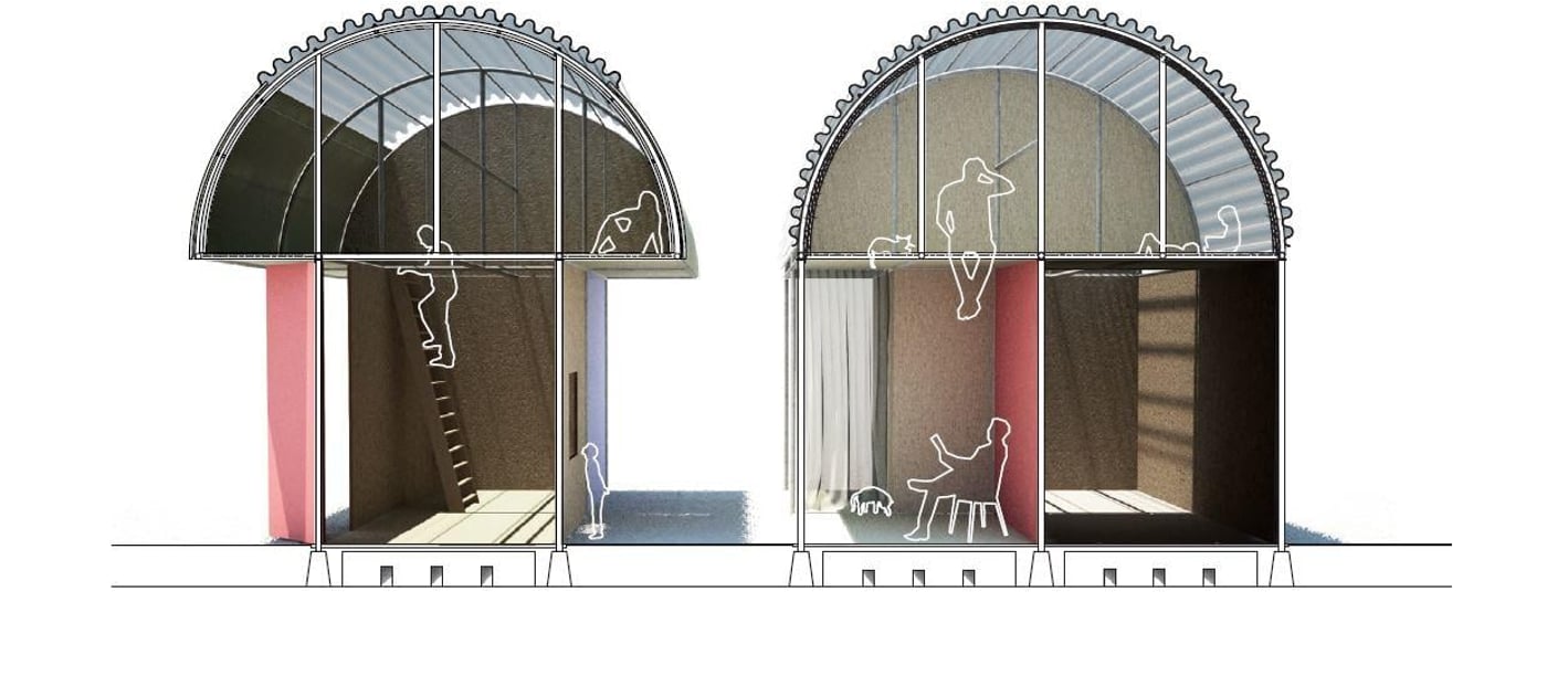 Examples of how to construct shelters in refugee reception facilities. (Ill. Christos Papafikos/AHO) 