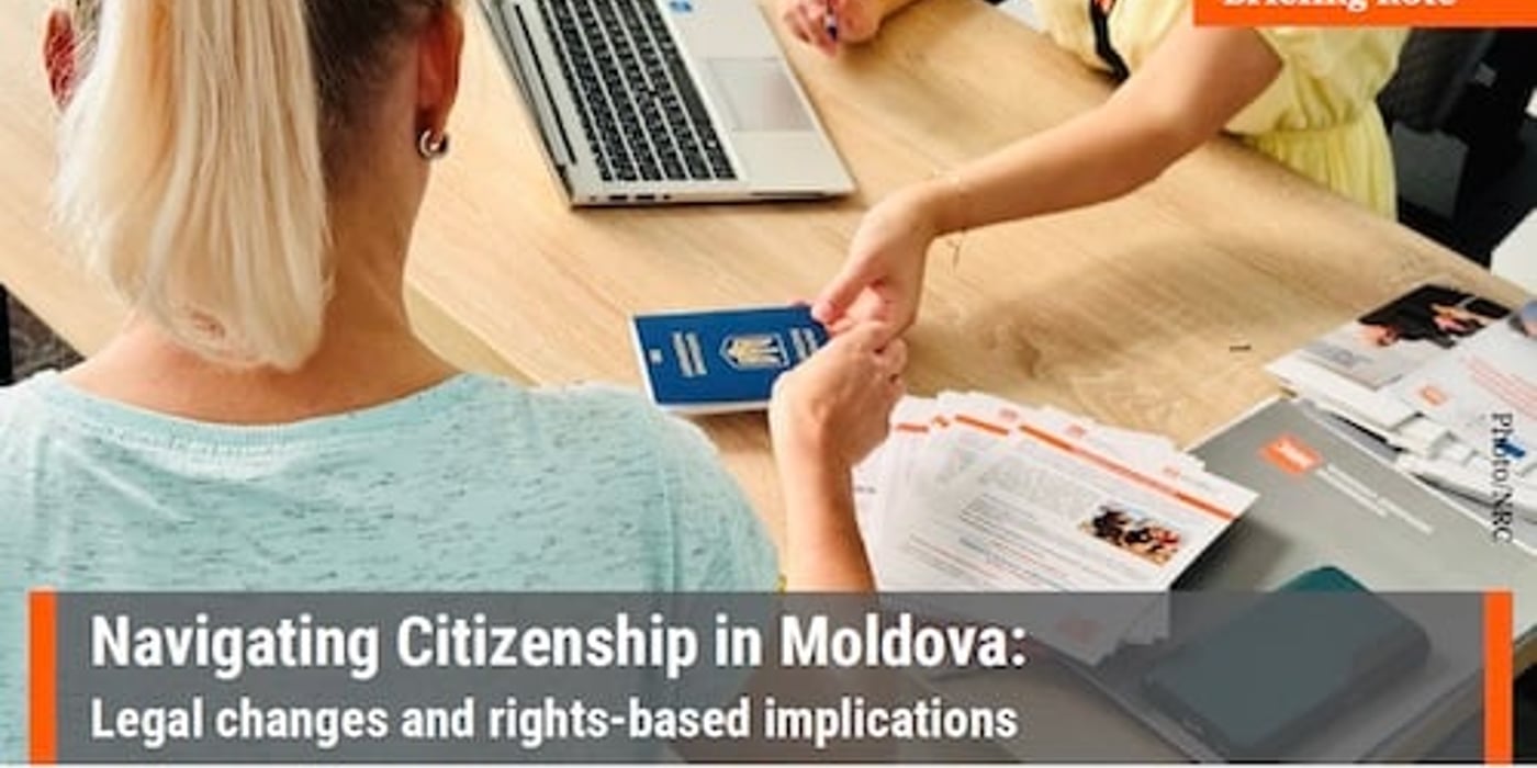 Front page of the briefing note "Navigating Citizenship in Moldova: Legal changes and rights-based implications".