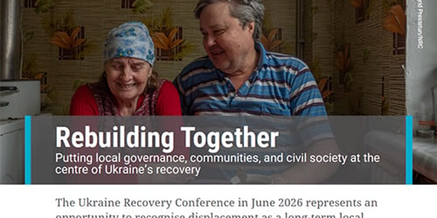 Front page of the briefing note "Rebuilding together - Putting local governance, communities and civil society at the centre of Ukraine's recovery".