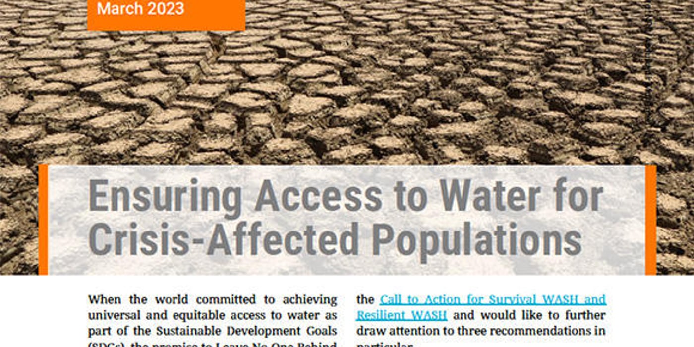 Front page of the Policy Brief "Ensuring Access to Water for Crisis-Affected Populations".