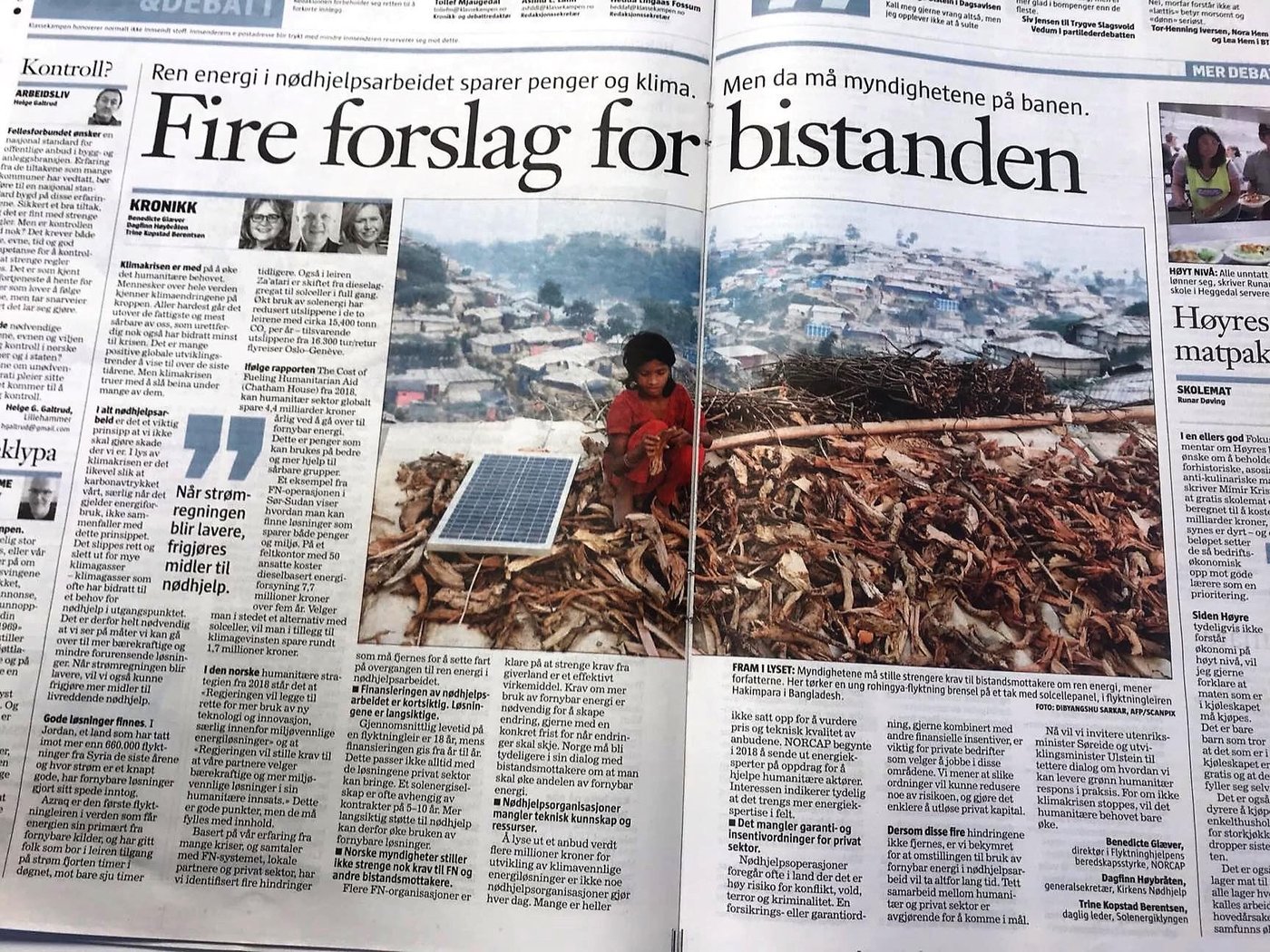 Energikronikk fra NORCAP, Kirkens Nødhjelp og Solenergiklyngen i Klassekampen, onsdag 14. august 2019.
