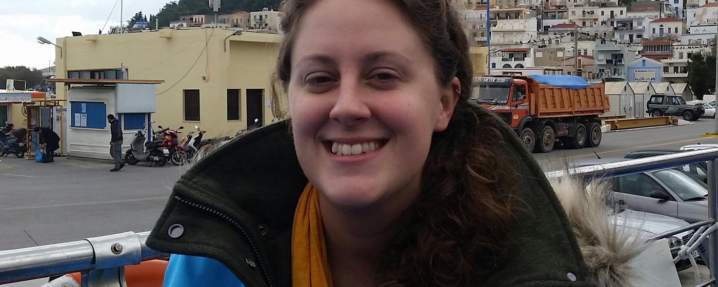 Arwen Kidd, part of the Communicating with communities team in Greece, winter 2015/2016. Photo: UNHCR Greece.