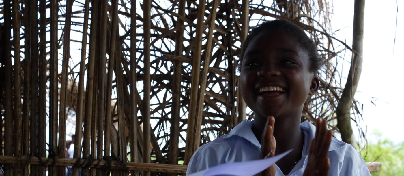 Kapinga Kanku (13) likes to study French.
Her family fled their home village due to violence, when they got back from hiding, they had lost everything. Her parents used to be farmers, but now they sell pineapples at the local market. (Photo: NORCAP/Oda Lykke Mortensen)