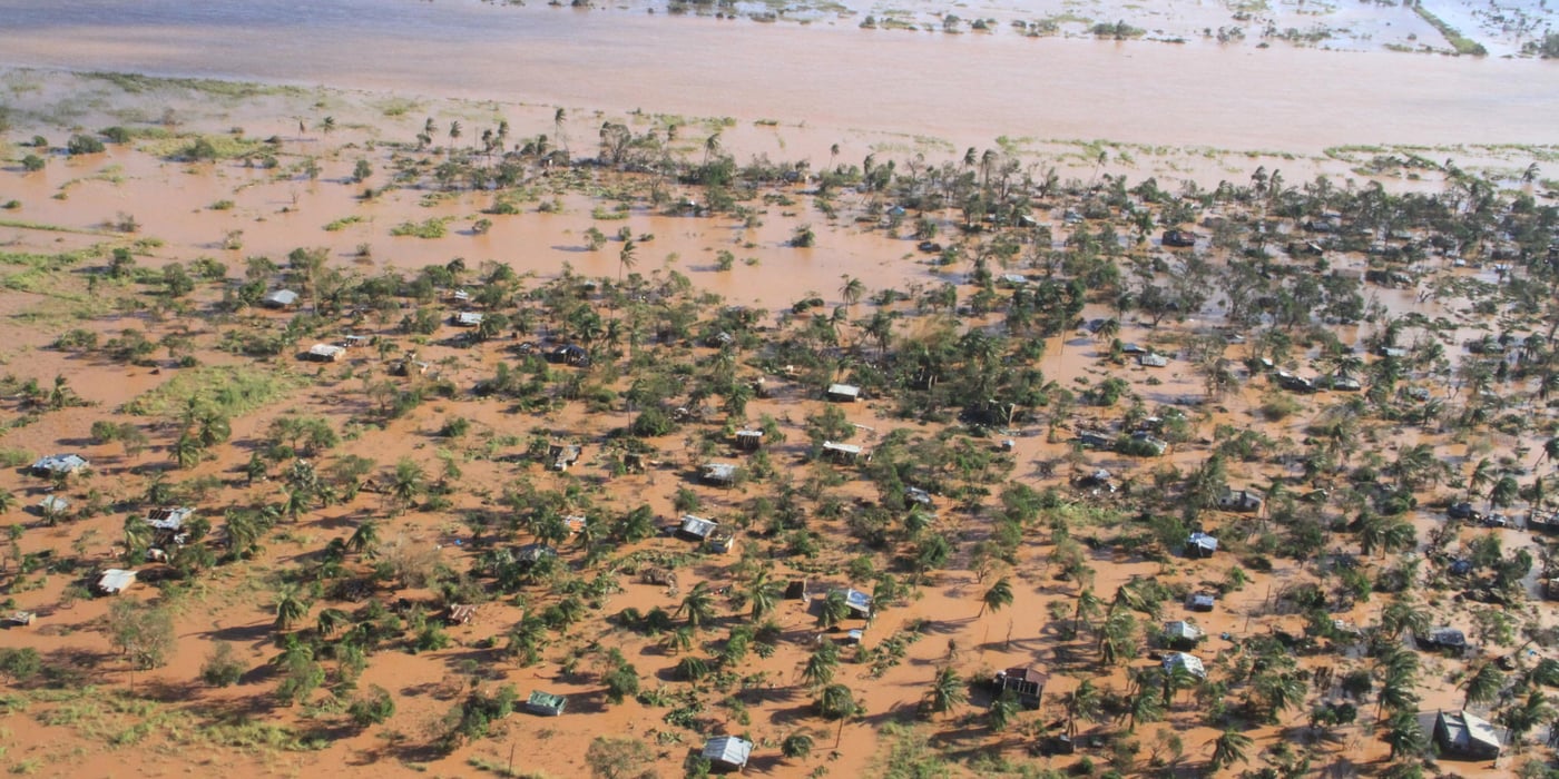 Flooding of the Buzi area, a town and district south of Beira city in Mozambique. The flooding is due to the Idai cyclone that hit Mozambique, Malawi and Zimbabwe in March 2019. (Photo: OCHA/Saviano Abreu) 