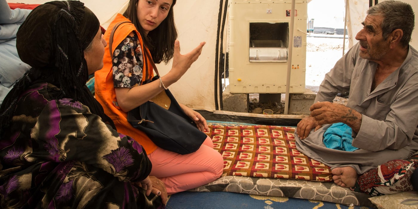 NRC´s Advocacy and Information Adviser in Iraq, Shereen Dbouk Shereen Dbouk visiting Iraqi refugees in the Baharka camp right outside the town of Erbil, North Iraq. Photo: Tiril Skarstein/NRC.