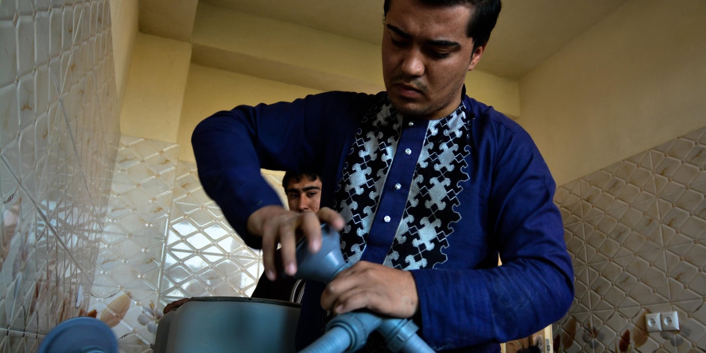“Norwegian Refugee Council (NRC) kept me off the streets,” says Esmatullah (18) who has recently been benefited from NRC’s vocational trainings. 

“I was jobless and had no skills. I wanted to work but couldn’t find it. So all the day I was sitting in front of shops in Bazar and was roaming around in the streets,” adds Esmatullah.

Esmatullah had never got the chance to go to school. He was uneducated and had no skills to find job.

With NRC youth Education pack launch in Faryab in 2015, he joined the NRC’s vocational training.

The NRC Youth Education Pack was developed to meet the learning needs of war and conflict affected youth who, through displacement and lack of opportunities have had little or no schooling.
The training was consisting of literacy and workshop programs. He is now able to read and write and as well as got diploma in plumbing.
“It’s easy to acquire a job,” he says. 
“I have skills, jobs and money after YEP training,” he says.
Photo: Enayatullah Azad/NRC