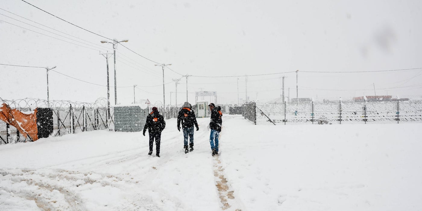 Photos from Zaatari refugee camp on February 20, 2015, after a snow storm hit the Middle East. "NRC staff has been working in both Azraq and Zaatari over night to ensure all essential services are functioning even during the storm," says NRC Jordan's Elias Jourdy.
"Staff are fixing tents, opening roads and mapping needs as we speak, with focus on heating and energy needs. As part of the lessons learned from the last storm, NRC has set up, in coordination with UNHCR, several assembly points around the camp to serve as emergency shelters for refugees whose shelters have been damaged during the storm."
Photo: NRC Jordan