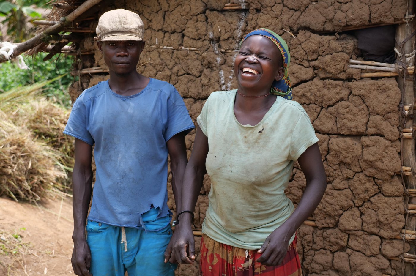Rimalatsobi Sumbukia Mairo poses with his wife in front of the house that he has nearly completed.
Photo: Itunu Kuku/NRC