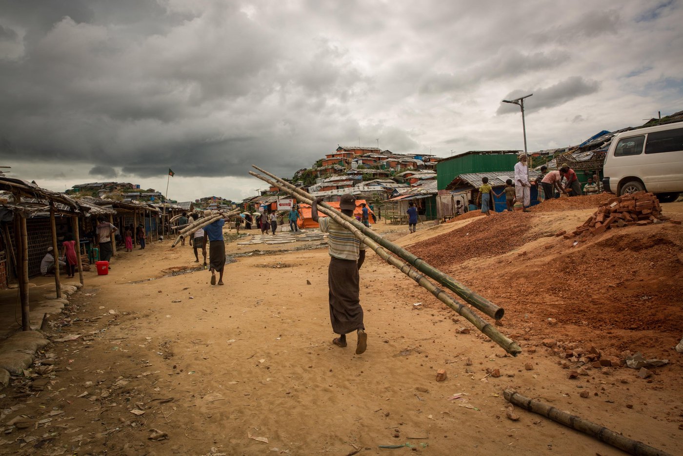 The refugee camp in Cox's Bazaar, Bangladesh, is built on sandy hills where there once used to be forests. The hilly landscape is a challenging area to house hundreds of thousands of refugees. 

During the monsoon rain landslides happen frequently, putting people and property in danger. New bridges have been built, and slopes fortified, but landslides happen frequently despite this.

Photo: Ingebjørg Kårstad/Norwegian Refugee Council.