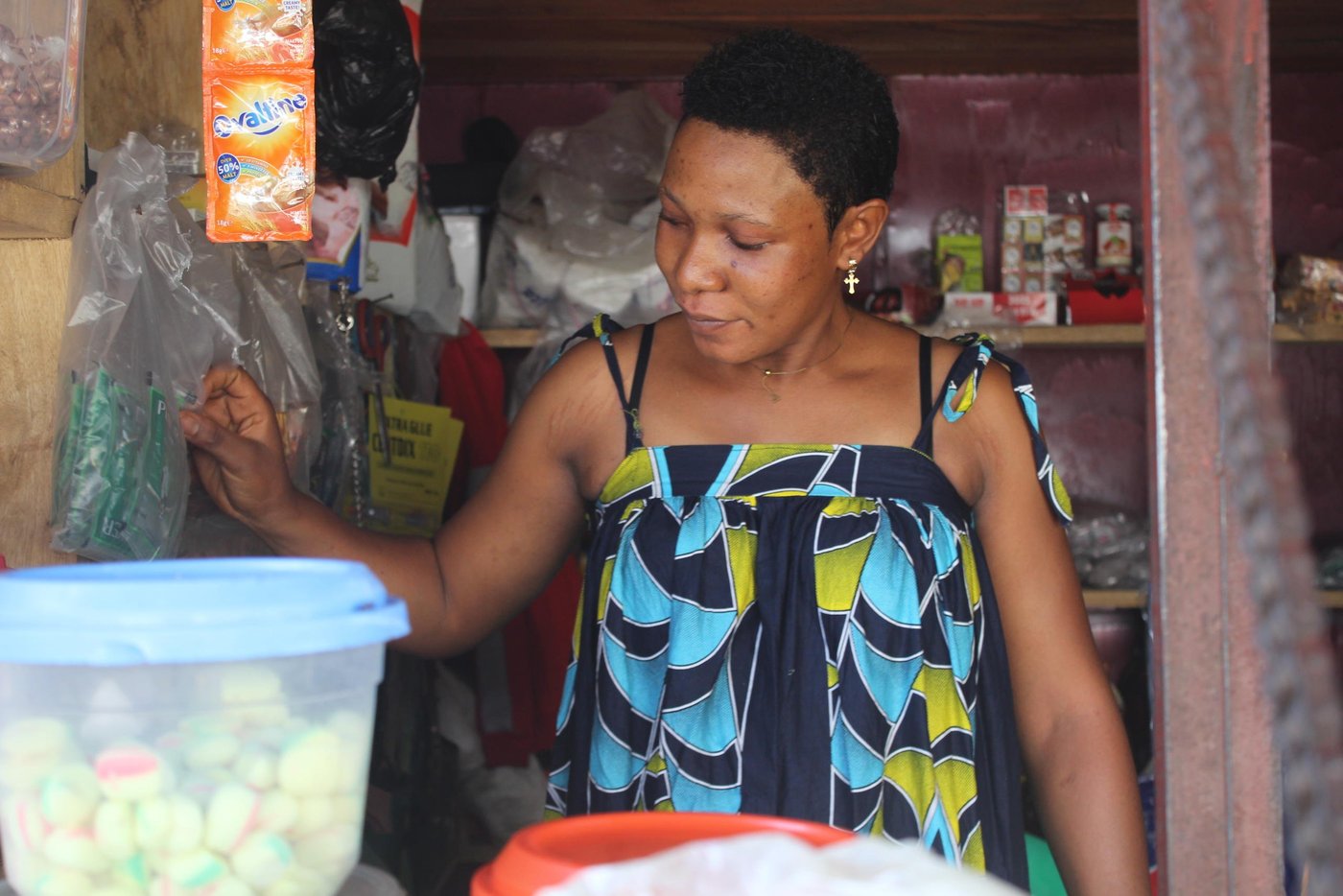 Anna, in her shop in Tombel. 