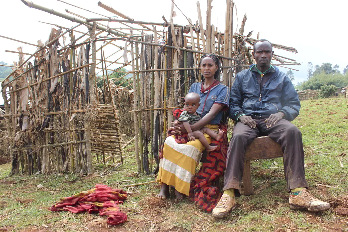 Shubo Bekso, wife of 45 year old Ayele is a person with a disability. She contracted polio at a tender age and lost the ability to walk normally. She uses a long stick to balance her steps. Photo: Nashon Tado/NRC
