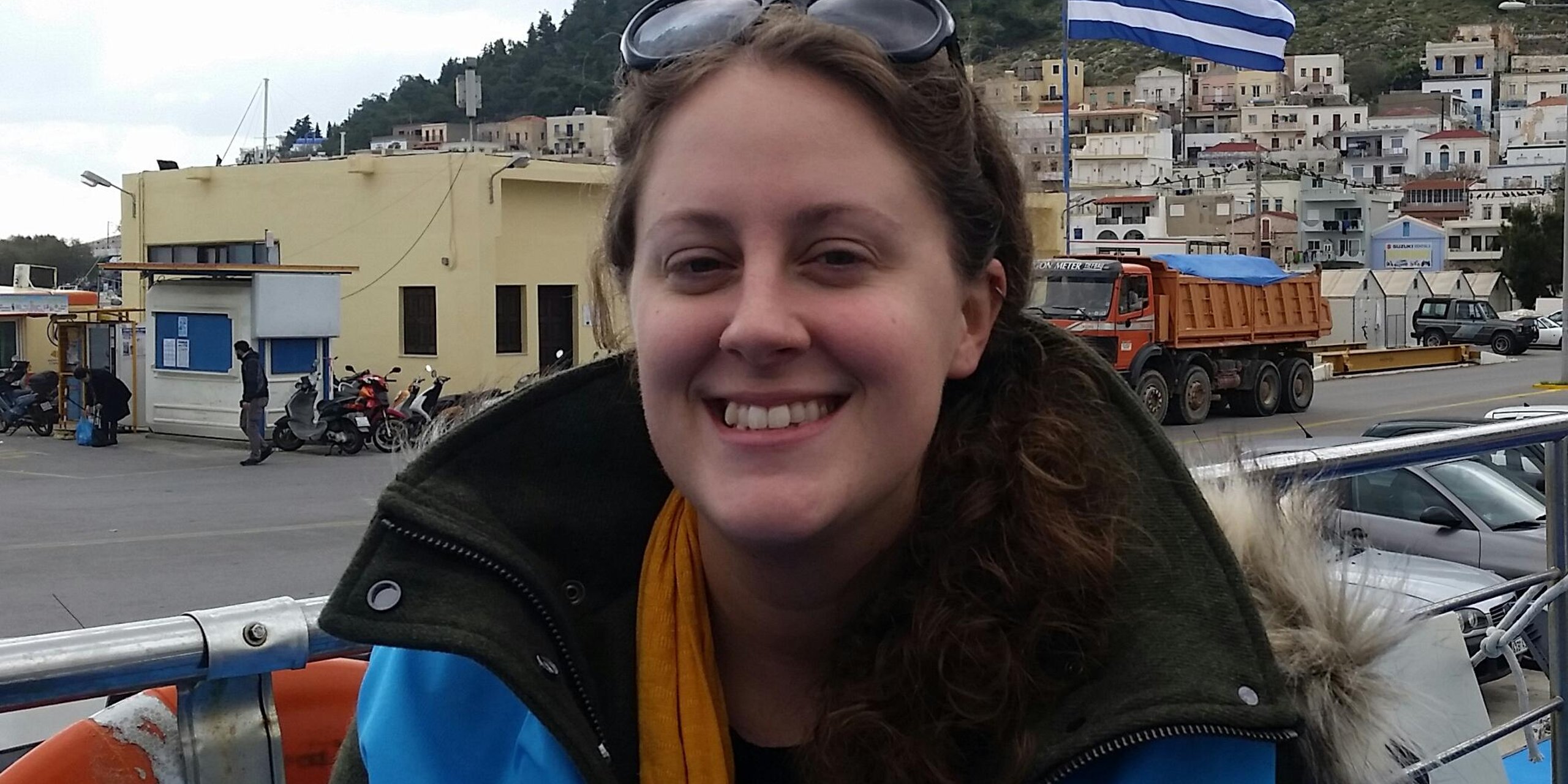 Arwen Kidd, part of the Communicating with communities team in Greece, winter 2015/2016. Photo: UNHCR Greece.
