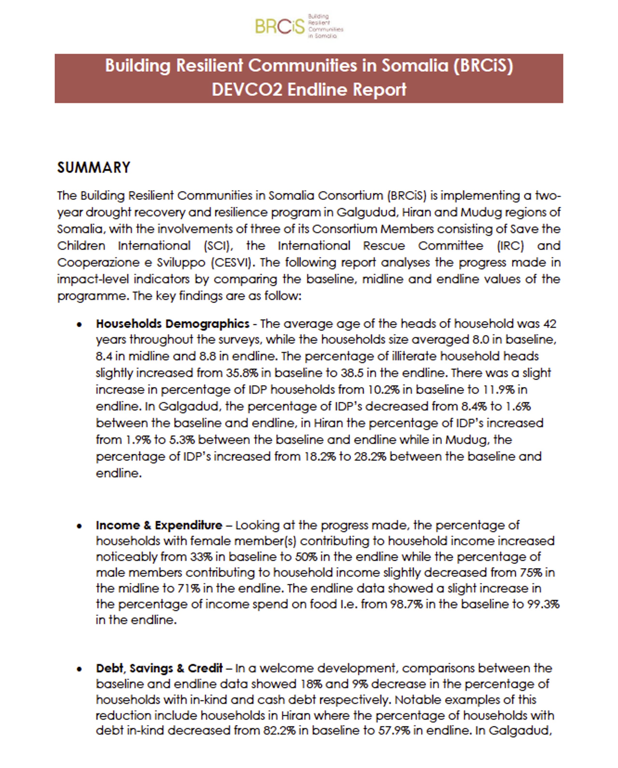 BRCiS DEVCO 2 Annual Survey Endline Report | NRC