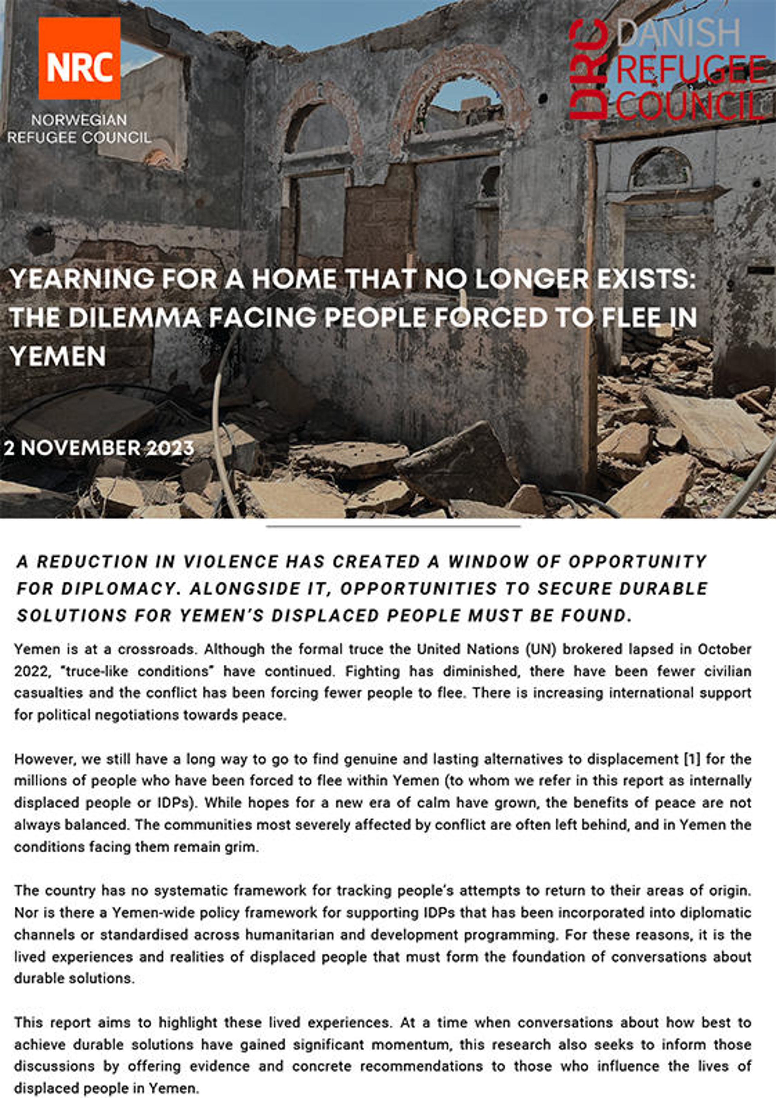 Yearning for a home that no longer exists: The dilemma facing people forced  to flee in Yemen | NRC