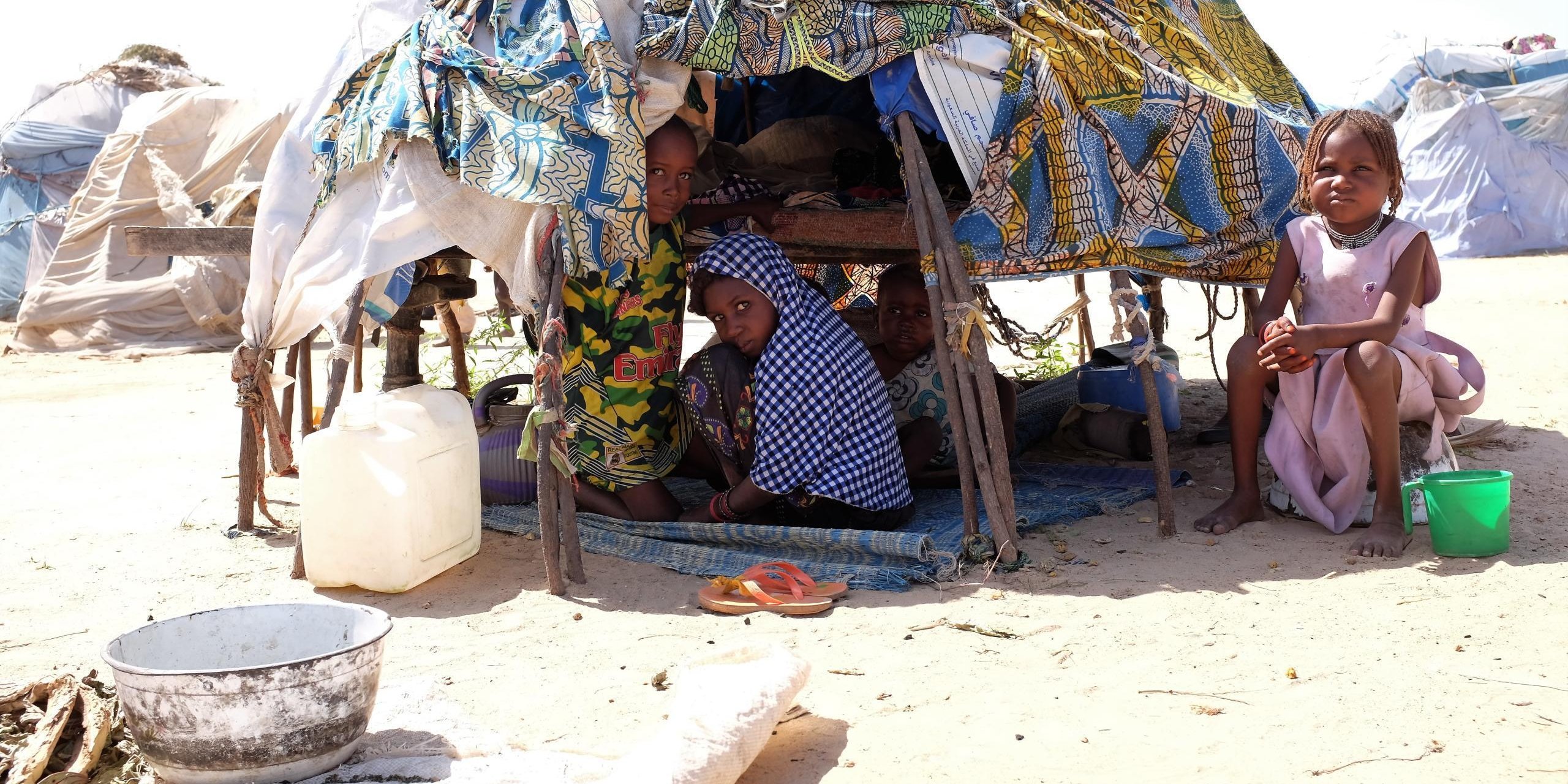 An internally displaced family in a make-shift shelter in Muna Garage Camp, Maiduguri. (Photo: Tommy Sandlokk/NORCAP)