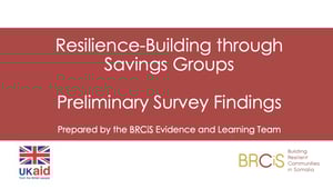 Front page of the "Resilience-building through savings groups" PowerPoint presentation.