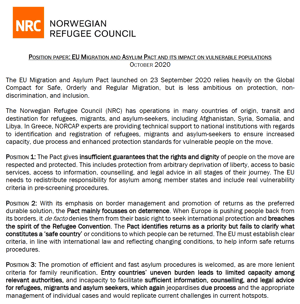 Position paper: EU Migration and Asylum Pact and its impact on vulnerable populations