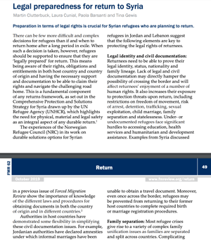 Legal Preparedness for Return to Syria