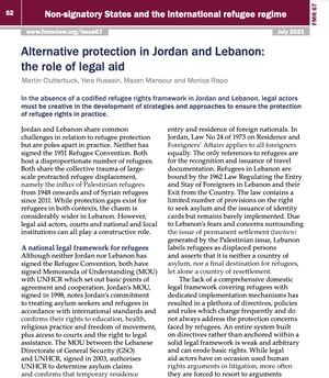 Alternative protection in Jordan and Lebanon: the role of legal aid
