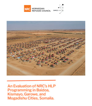 Front page of "An Evaluation of NRC's HLP Programming in Baidoa, Kismayo, Garowe and Mogadishu Cities, Somalia."