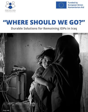 Front page of the report ""Where should we go?" - Durable solutions for remaining IDPs in Iraq."