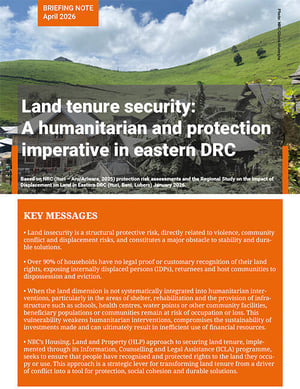Front page of the briefing note "Land tenure security: A humanitarian and protection imperative in eastern DRC".