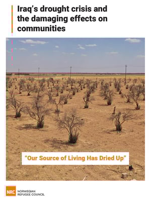 Front page of the report 'Iraq's drought crisis and the damaging effects on communities'.