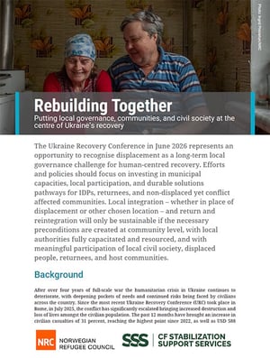 Front page of the briefing note "Rebuilding together - Putting local governance, communities and civil society at the centre of Ukraine's recovery".