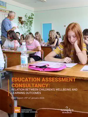 Front page of the report "Education assessment consultancy: Relation between children's wellbeing and learning outcomes".