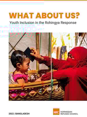 Front page of the report "What About Us? Youth Inclusion in the Rohingya Response"
