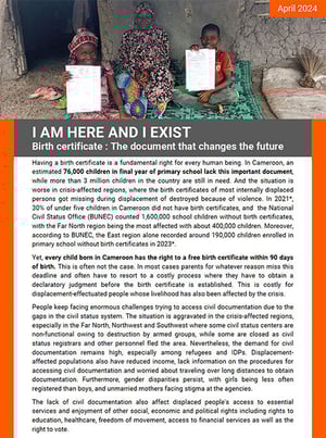 Front page of the briefing note "Birth certificate: The document that changes the future."