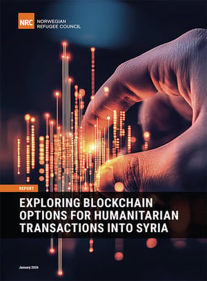 Front page of the report "Exploring blockchain technologies for humanitarian transactions into Syria".