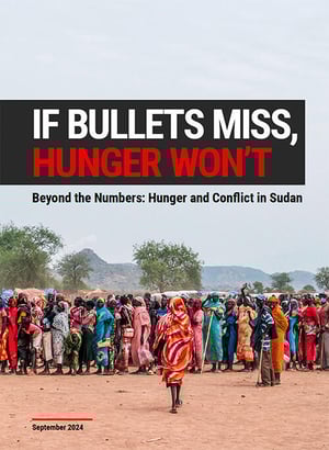 Front page of the report "If bullets miss, hunger won't - Beyond the numbers: Hunger and conflict in Sudan".