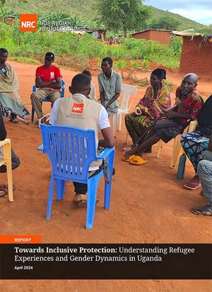 Front page of the report "Towards inclusive protection: understanding refugee experiences and gender dynamics in Uganda."
