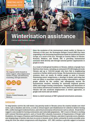 Briefing note: Winterisation assistance Central and Eastern Europe
