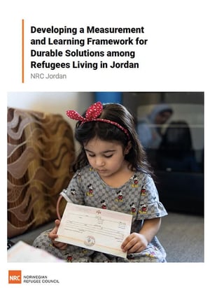 Front page of the report "Developing a measurement and learning framework for durable solutions among refugees living in Jordan".