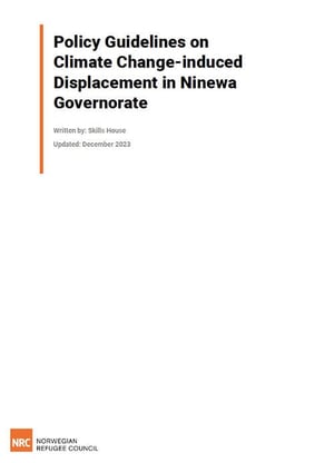 Front page of the report "Policy Guidelines on Climate Change-induced Displacement in Ninewa Governorate."