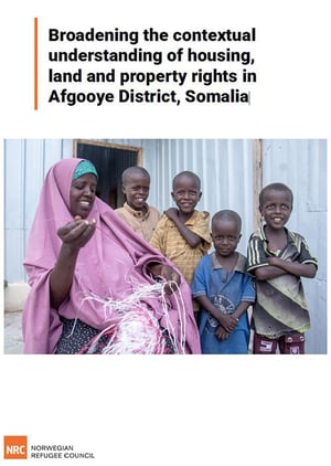 Front page of the report "Broadening the contextual understanding of housing, land and property rights in Afgooye District, Somalia".