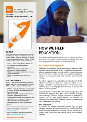 Front page of "How we help: Education"