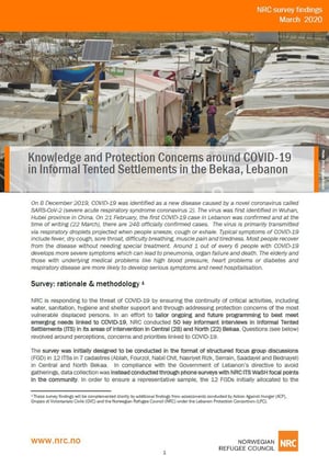Knowledge and protection concerns around Covid-19 in informal tented settlements in the Bekaa, Lebanon