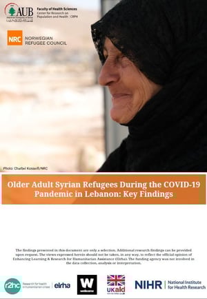 Front page of the report "Older adult Syrian refugees and Covid-19 in Lebanon: Key Findings"