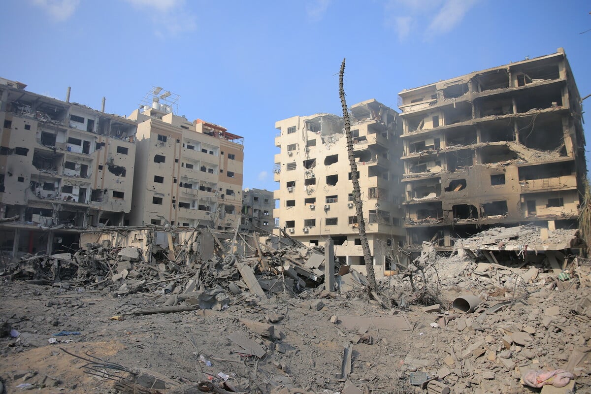 Rimal neighborhood in Gaza City after it was hit by Israeli aircrafts.
