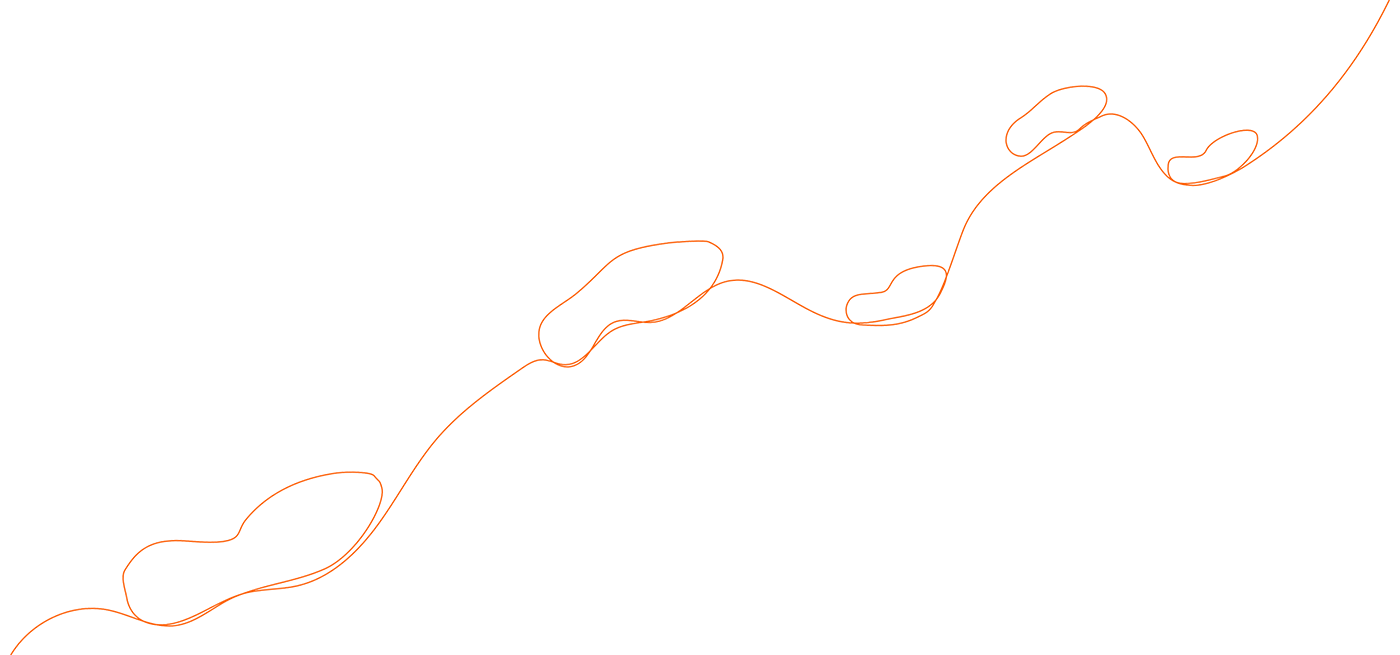Illustration of five footprints walking from left to right, drawn in a continuous line. 