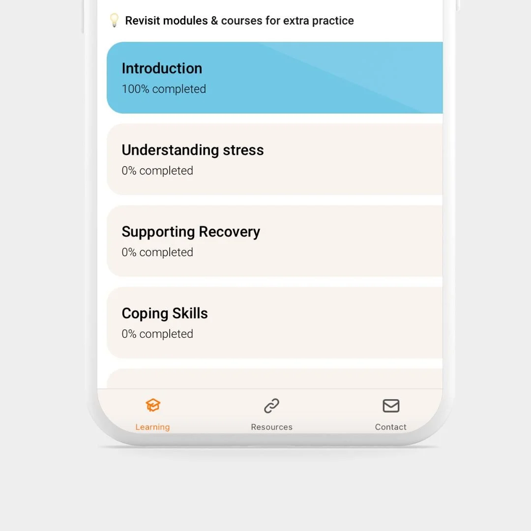 BLP app modules - Introduction, understanding stress, supporting recovery, coping skills