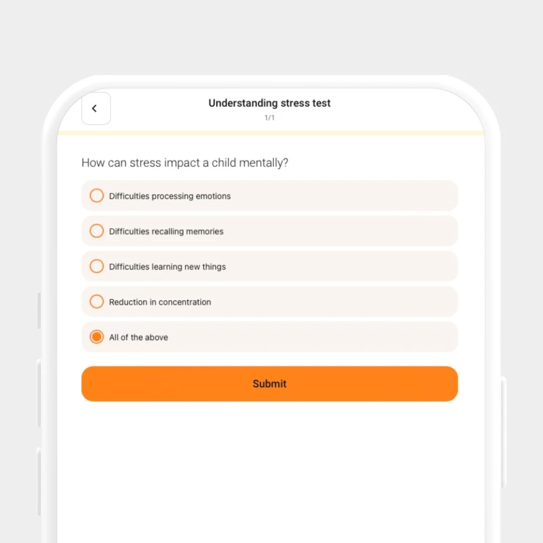 BLP app - Understanding stress test, how can stress impact a child mentally?