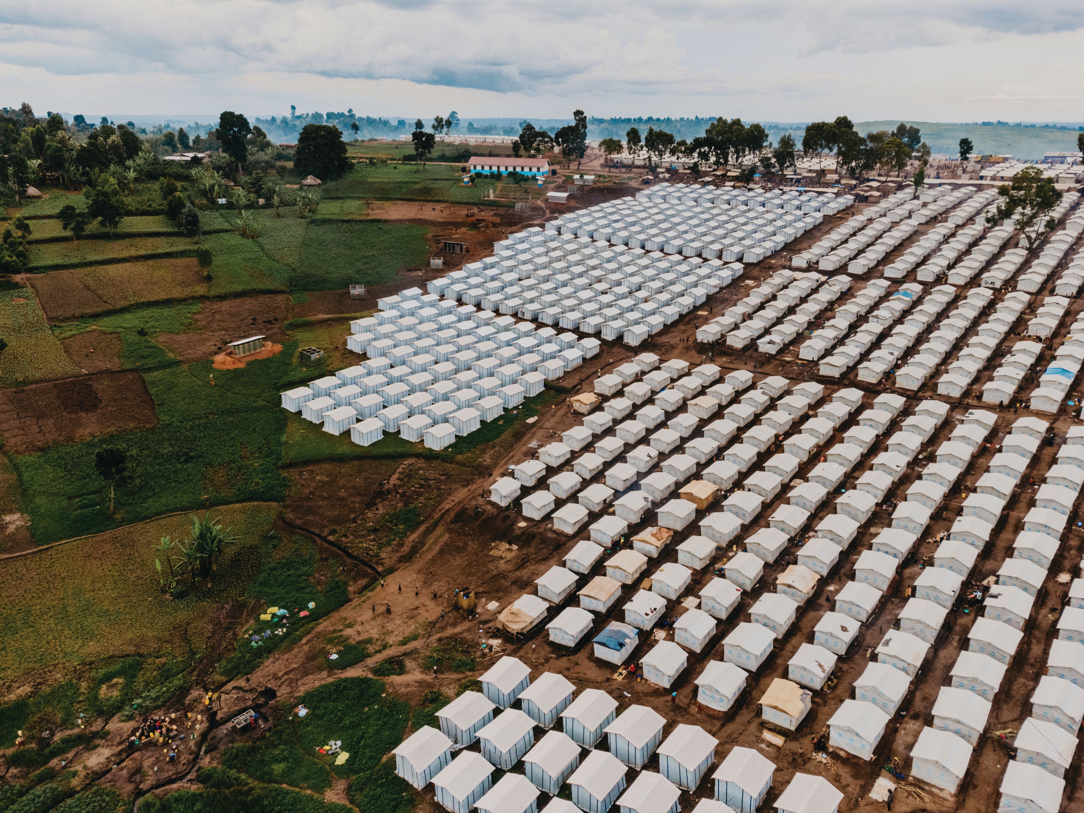 Refugee camp seen from above.