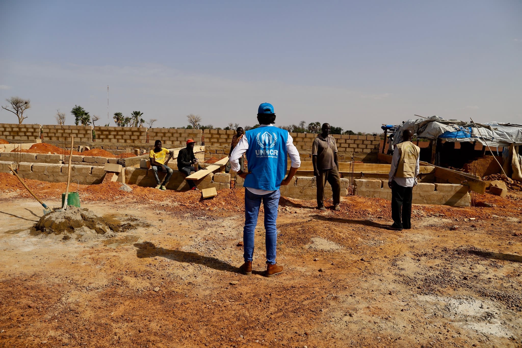 NORCAP education expert Leandro Salazar visiting one of the classroom construction sites that will host refugee, internally displaced and host community children for the upcoming school year. Mopti, Mali.