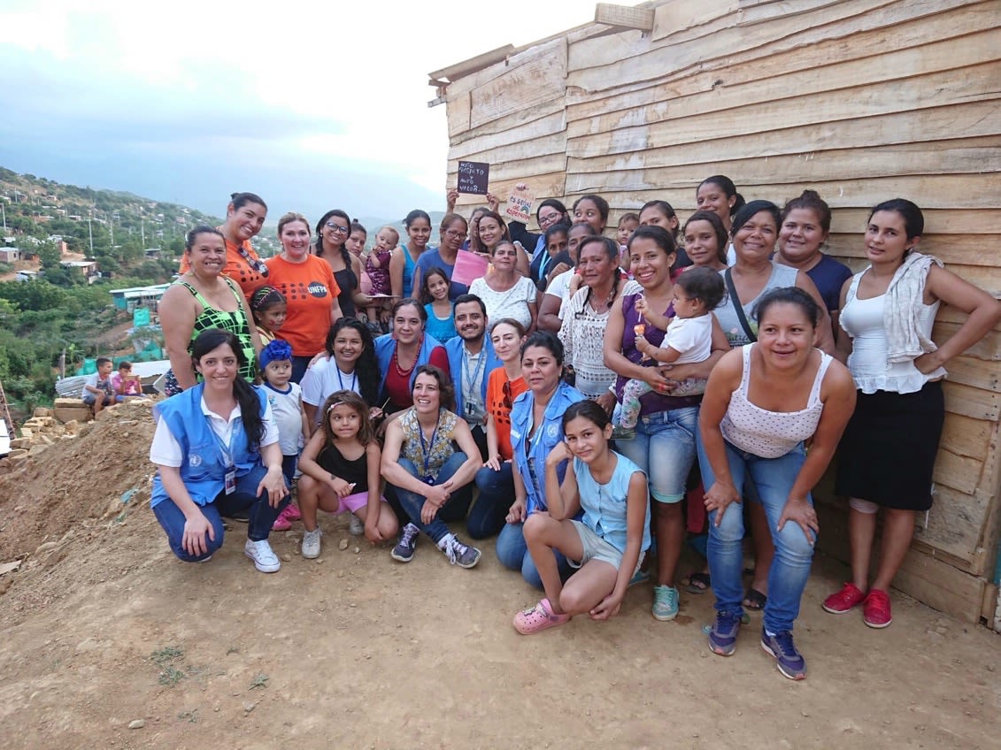 Cecilia Bertolini with a group of local women in the weeks before the Covid-19 pandemic struck. (Photo: UNFPA)