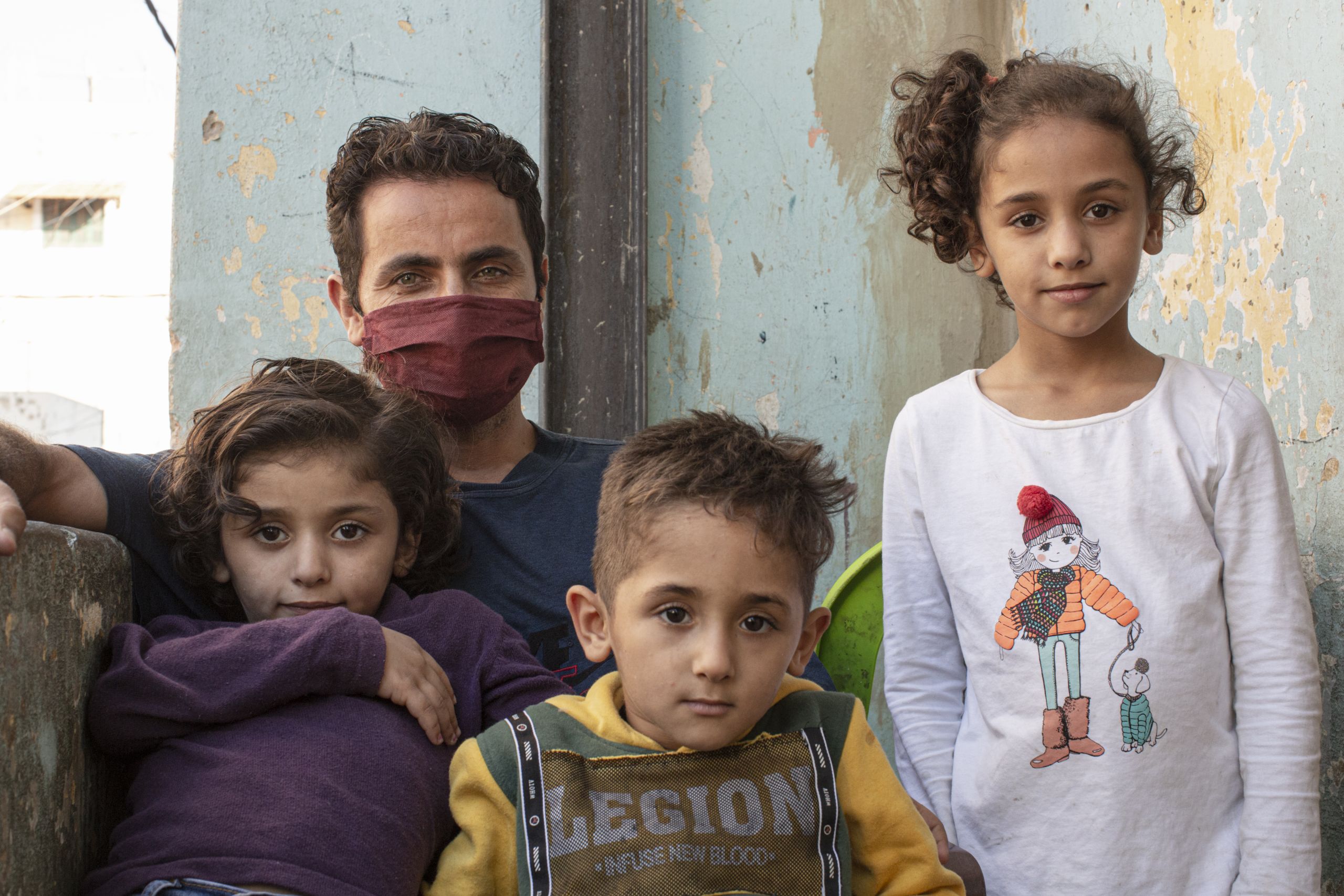 A Syrian refugee family in Beirut.